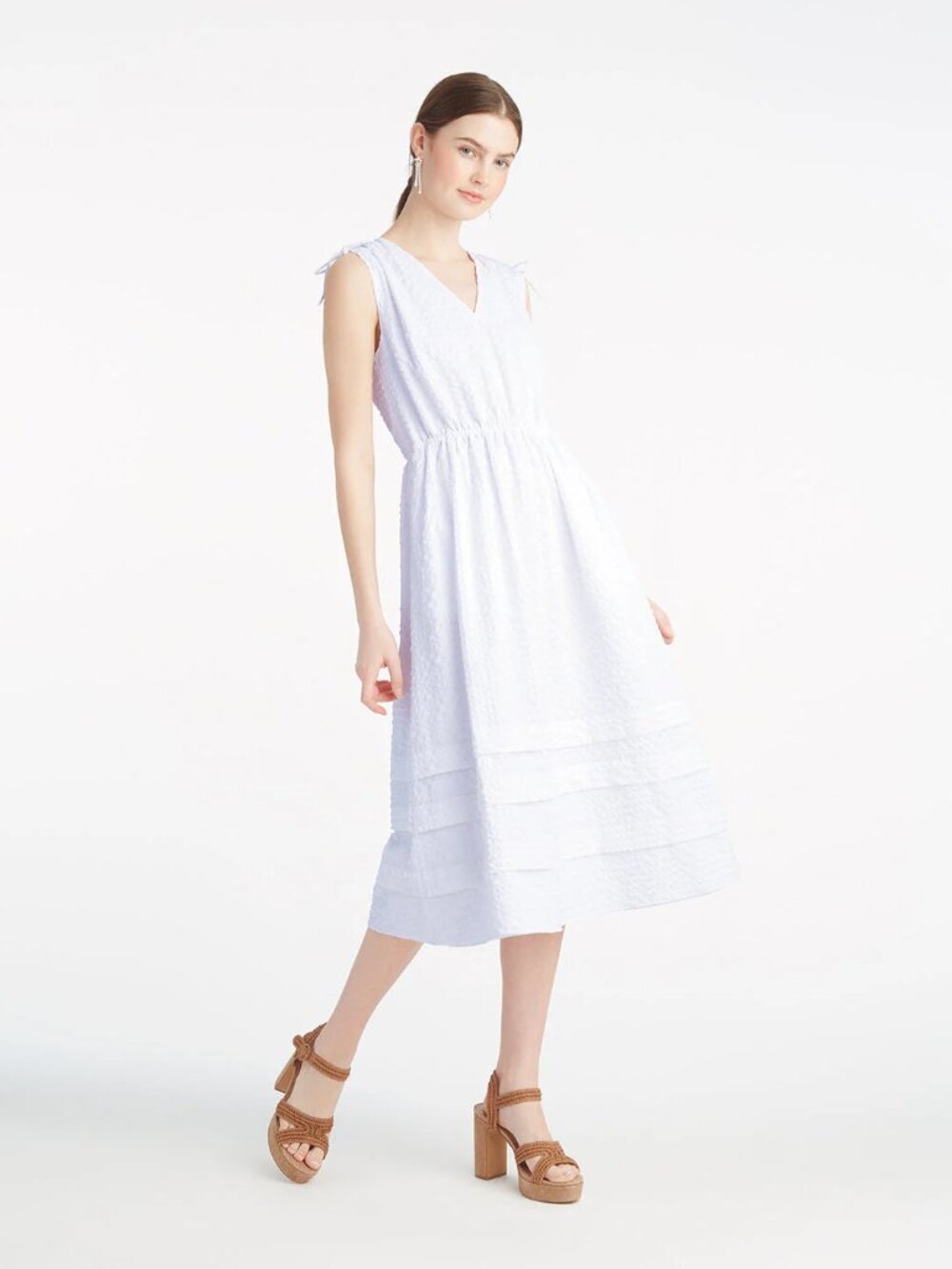 NWT Draper James White Seersucker Dress, size S